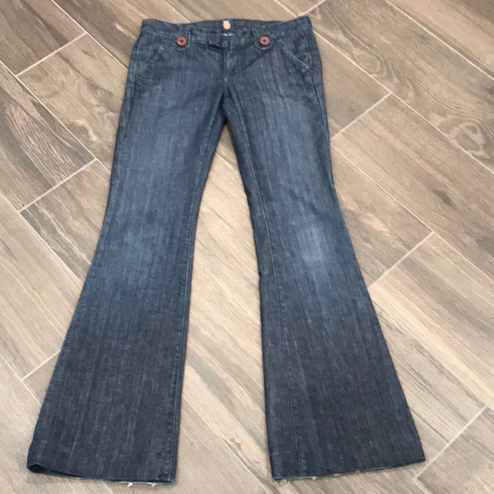 Anlo Mercer Denim Flare Trouser Jean; Pacific Blue